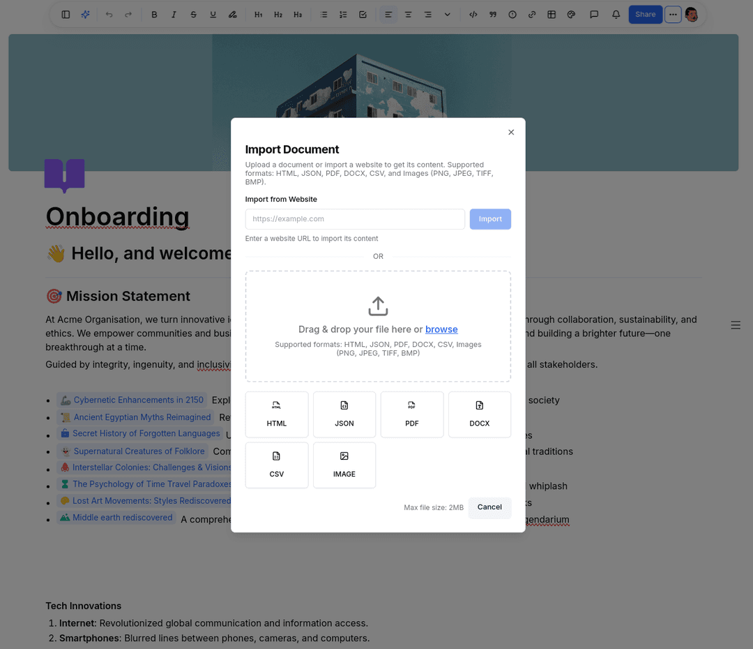 Excalidoc Unified Document Support